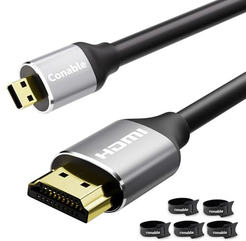 Câble micro HDMI vers HDMI de 2,4 m, haut débit, compatible avec caméra GoPro Hero, caméra de sport, Raspberry Pi 4, Sony Camera, Nikon, Yoga