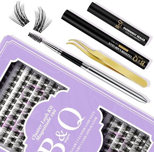 Wimpern Extensions Set B28+B28 192PCS B&Q DIY Lash Extension Set Wimpernverlängerung Set Mascara Einzelne Wimpern Kleber Entferner Wimpern Applikatoren für Wimpern Extensions Set Anfänger (Set,B28B28)