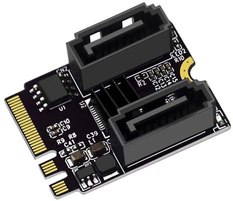 M2 to SATA3.0 Expansion KEY A+E WIFI for M.2 to SATA HDD Adapter Card,Support 2 Port SATA Without Driver Installation