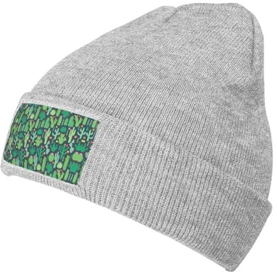 DURAGS Niedlicher Kaktus-Mütze, nahtlose Illustration, modische Strickmütze für Erwachsene, Unisex, krempellos, lässiger Hut für Sport und Outdoor-Aktivitäten, Niedliche Kaktus-Illustration.,