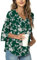 TAOHUADAO Womens Casual V-Neck Loose Tunic Top for Leggings 3/4 Sleeve Chiffon Blouse Shirt Tops X-Large, Florets Green