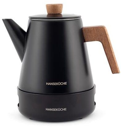 Hanseküche Teekanne - Hochwertige Kanne Mit Siebeinsatz aus 304 Edelstahl - Design für Tee und Teebeutel (Edelstahl, 1 L Mit Stövchen)