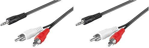 goobay 50196 Câble adaptateur Audio/Vidéo - prise stéréo 3,5 mm vers 2x prise RCA - 3,0 mètres (Lot de 2)