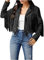 Veste en Cuir à Franges pour Femme Vintage Cropped Cardigan Moto Manteau Court Outwear Gilet Faux Daim pour Femme Veste Frange Hippie Blouson Manteaux sans Manche Cardigan (Black, XXL)