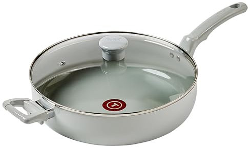 T-fal Refresh Ceramic Antihaft-Keramik-Jumbo-Kocher mit Deckel, 5 Viertel, ofenfest, 100 °C, Kochgeschirr, Küche, tiefe Bratpfanne mit Griff, Sautépfanne, gesundes Kochen, Bratpfanne, Töpfe und