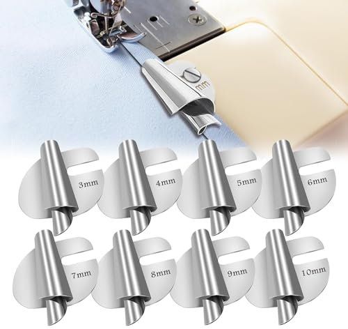 Lot de 8 Pied D'Ourlet Roulé à Coudre,BetterJonny Ourlet Roulé Pied Presseur Reliure pour Machine à Coudre Pied de Presse à Ourlet Roulé pour la Maison Industrielle(3-10 mm)