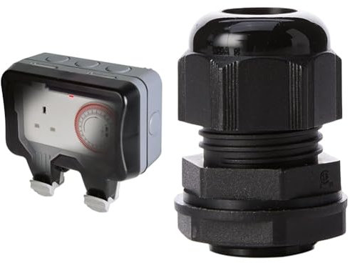 BG Electrical WP23TM24, White, 2 & SWA Pack of 10 Black 20mm Nylon Cable Glands, Suitable for 6-12mm, M20 Thread IP68 Gland Connectors