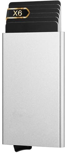 O³ Porte Carte Homme, Étui Protection RFID [ Léger - Aluminium ] Portefeuille Carte bancaire Anti piratage - Anti fraude - Élégant et Minimaliste (Argentée)