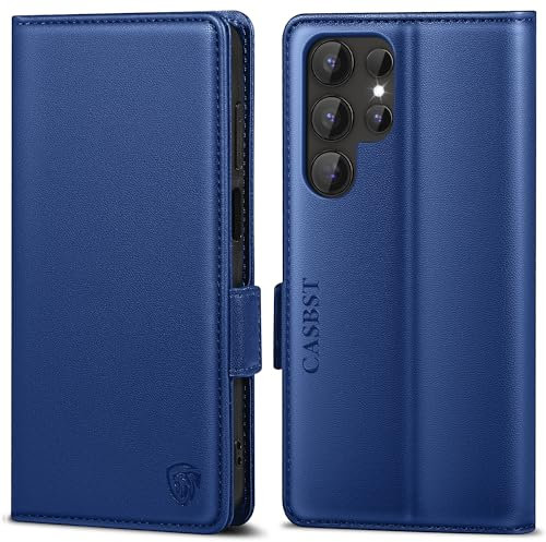 CASBST Handyhülle für Samsung Galaxy S24 Ultra Hülle Premium Leder Schutzhülle Klappbar mit Kartenfach Ständer Magnet Handytasche mit RFID Flip Case Cover Klapphülle für Samsung S24 Ultra Royalblau