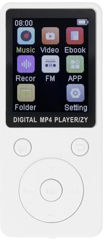 MP3-Player mit Bluetooth, HiFi-Sound, 1,8-Zoll-Bildschirm, Tragbarer Musik-Player mit Kopfhörern, Rauschunterdrückung, MP4-MP3-Player, Erweitert auf Bis zu 128 GB (White)