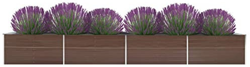 Iiaky Jardinera de Acero galvanizado marrón 600x80x45 cm Maceteros Rectangulares Altos Huerto
