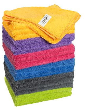 TUKA - 24 Bayetas Microfibra Volumen Profesional Multiuso 30x40 cm - Pack de 24 Bayetas Reutilizables para Limpieza en Hogar, Cocina, Coche, Baños y Oficina - Absorbentes, Suaves y Sin Rayas (24)