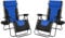 SG Traders Zero Gravity Chair - Reclining Outdoor Sun Lounger, Relaxer for Patio Decking Gardens Camping, Folding Chair with Cup Holder and Adjustable Headrest Sunlounger (Pack 2 - Black Blue)