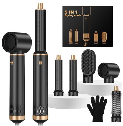 Airbrush 5 in 1 Air Styler, Air Brush 5 in 1 mit Haartrockner, Haarbürste, Lockenstab, Thermal Brush, Glättbürste für Haartrockner, 5 in 1 zum Trocknen, Locken, Glätten