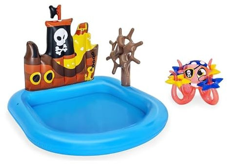Lot de 3 - Piscine/Aire de Jeux Gonflable Bateau Pirate 140x130x104cm