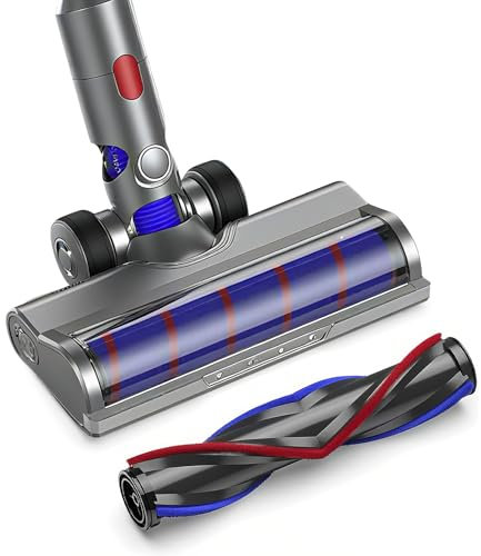 Brush Compatible for Dyson V7 V8 V10 V11 V15 Soft Roller, Turbo Brush with 4 LED Lights with Roller Bristles for Carpet Floor Parquet Tiles Parquet