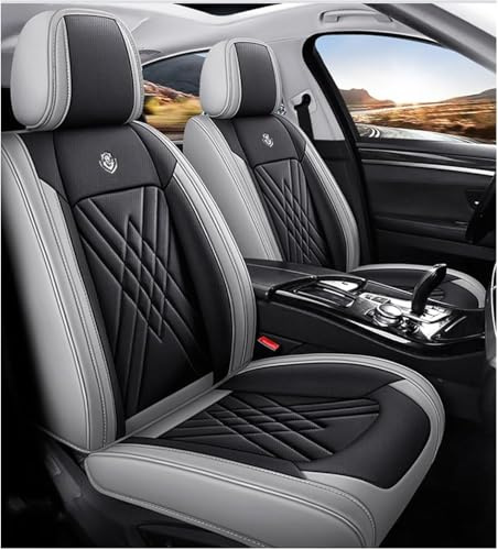 KIUYNHMSI 5-Sitzer Luxus Auto Sitzbezügesets für Skoda Kamiq (SUV) 2018 2019 2020 2021 2022 2023 2024 2025, Auto Sitzschoner Wasserdicht Atmungsaktiv rutschfest Zubehör,A/Standard-A/Black-Grey