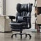 Efomao Desk Office Chair, X-Embroidery Big and Tall PU Leather Home Chair, Adjustable High Back Computer Gaming Chair, 200kg Swivel Executive Office Chair with Footrest and Lumbar Support, BLACK
