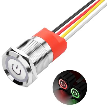 SinLoon Interruptor táctil de 19 mm con LED de 0,74 pulgadas, CC 6 V a 36 V, IP67, resistente al agua, botón táctil de metal para orificio de 3/4 pulgadas