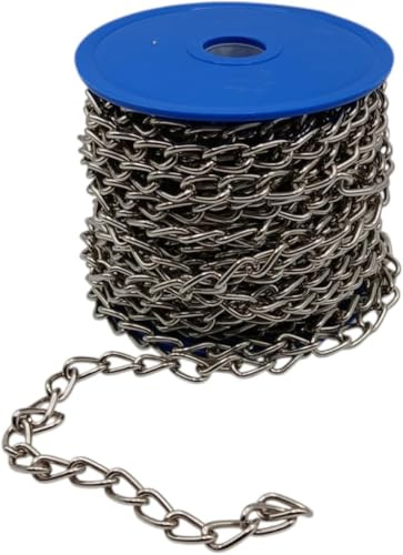 3m Panzerkette Silber Ø 2 mm Stahlkette vernickelt Bastelkette Schlüsselkette Deko Kette Gliederkette Meterware Tragkraft ca. 5 kg