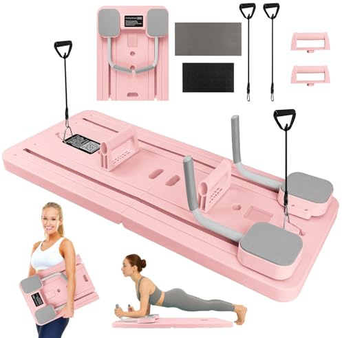 WingFly Pilates Reformer, 4-In-1 Upgraded Klappbares Pilates Board, Push-up-Bauchmuskel-Roller Springt Automatisch mit Timer, Multifunktionales Bauchmuskelbrett Für Zuhause Fitness