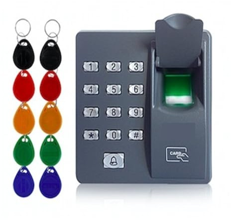 JCKJWL RFID Standalone Fingerprint Access Controller With 10pcs Keychains Door Controller Finger Lock For Home/Office/Apartment With Multi-language and Staff Support(Keypad with 10 keys)