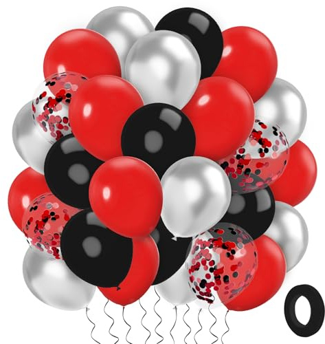 Schwarze Rote Silber Luftballons 60 Stück 12 Zoll Geburtstag Konfetti Ballons Geburtstagsdeko Party Deko Hochzeit Just Married Deko Rote Weihnachtsdeko Geburtstagsdeko Schwarz Valentinstag Luftballons