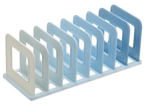 PATIKIL Rangeur Vertical Pour Bureau, 8 Fentes Organisateur De Fichiers En Plastique Adjustable Rangeur De Fichiers Pour Bureau Étagère De Cuisine Support De Stockage Courrier Papier, Bleu