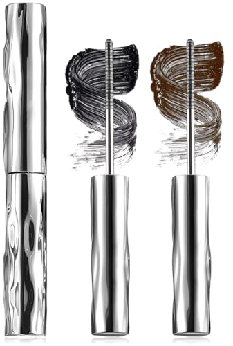 ARHZ 2 Stück Washable Metal Mascara, Wimperntusche Wasserfest, Extra Slim Super Curling Voluming Eyelash, Borstenlose Metallwimpernbürste, Dauerhaftes, nicht abblätterndes Pigment