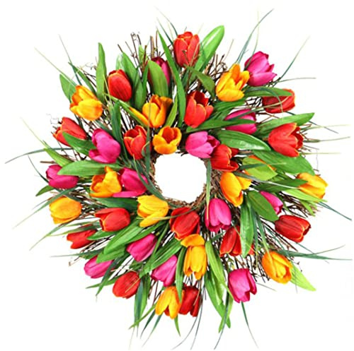 Frühlingskranz, 40 cm künstliche Girlande – Simulationsblumen-Türdekoration für den Vordereingang, Zuhause/Stil1
