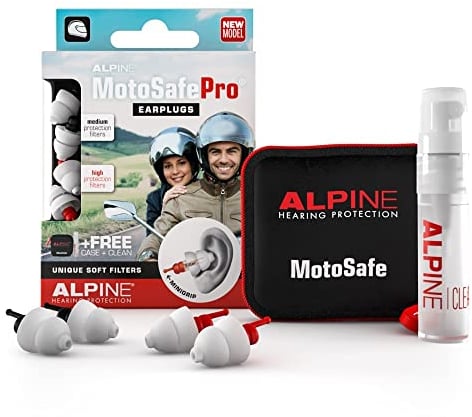 Alpine MotoSafe Pro Gehörschutz Ohrstöpsel Renn- und Touringstöpsel - Verhindern Gehörschäden vom Motorradfahren - Verkehr noch hörbar - Bequemes hypoallergenes Material - Wiederverwendbar