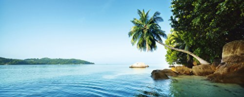 Eurographics DG-DC6035 Seychelles Beach 50x125 DecoGlass, Glas, Blau, 125, 00 x 125, 00 cm