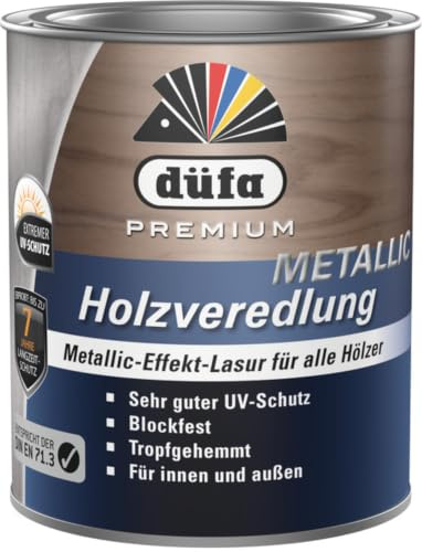 düfa Premium Metallic Holzveredlung Titan 750 ml Holzlasur Schutzlasur │ Holzveredlung mit Metallic-Pigmenten