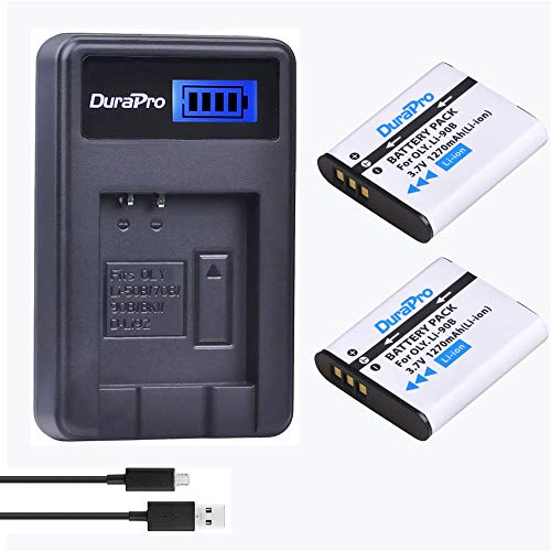 DuraPro Lot de 2 Batteries DB-110 LI-92B + Chargeur USB LCD pour Appareil Photo Olympus Tough TG-5, TG-Tracker, SH-1, SH-2, SP-100 IHS, Ricoh DB-110, Ricoh GR III, GR IIIx, Theta X, WG-6, G900