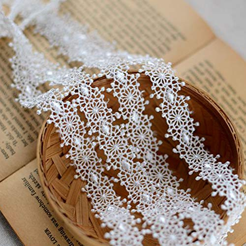 DAHI spitzenband weiß Spitzenborte spitze für Nähen Handwerk Hochzeit Deko Scrapbooking Geschenkbox (C-weiß)