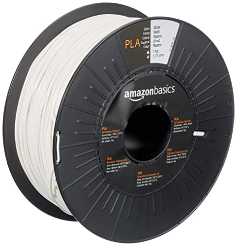 Amazon Basics 3D-Drucker-Filament aus PLA-Kunststoff, 1.75 mm, Weiß, 1-kg-Spule