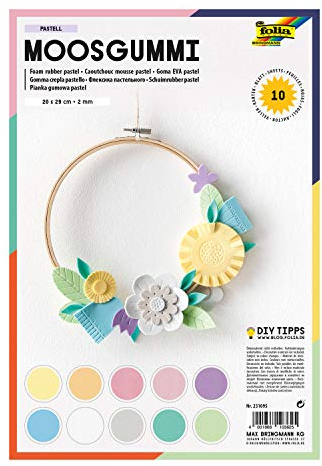 folia 231095 - Moosgummi Pastell, 2 mm, ca. 20 x 29 cm, 10 Bögen, sortiert in 10 Pastellfarben, nicht selbstklebend - ideal für vielseitige Bastelarbeiten