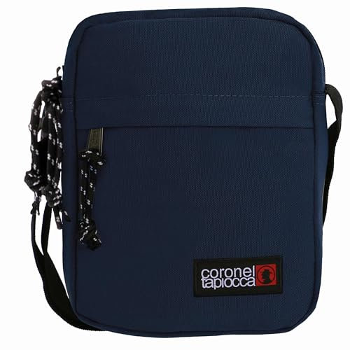 Coronel Tapiocca Bolso para Hombre Bolso Bandolera Casual con Solapa Bolsillos y Cremallera Denim 17.5 x 22 x 5.5 cm Azul Marino