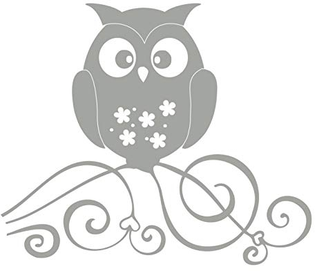 kleb-Drauf | 1 Eule | Silber - matt | Wandtattoo Wandaufkleber Wandsticker Aufkleber Sticker | Wohnzimmer Schlafzimmer Kinderzimmer Küche Bad | Deko Glas Fenster Fliese Tür Wände