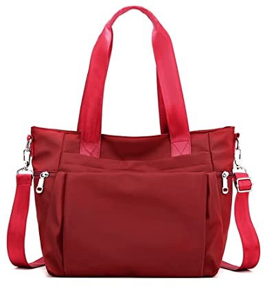 YANAIER Damen Handtaschen Schultertasche Wasserdicht Nylon Casual Multifunktionale Umhängetaschen Damen Hobos Schultertasche Shopper Tasche Burgund