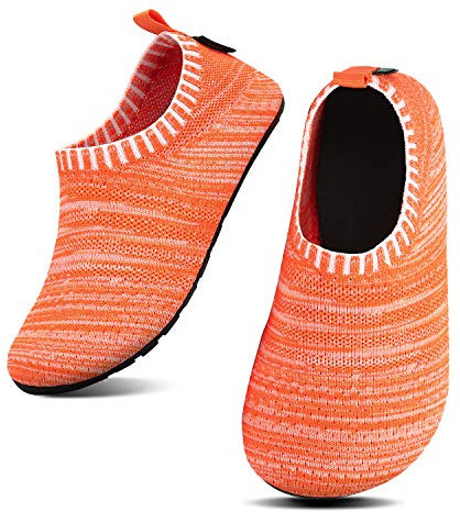 SAGUARO Niños Zapatillas de Estar por Casa Niña Pantuflas Bebé Slipper Niño Zapatos de Interior Infantiles Antideslizantes Ligeras Tejido Volante Naranja 20/21 EU