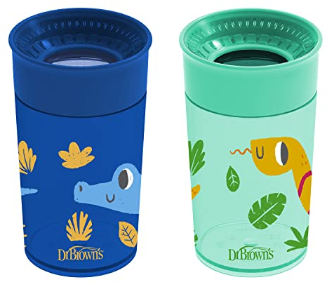 Dr. Brown's Milestones Cheers360 Cup, Blue & Green, 10 oz, 2 PK