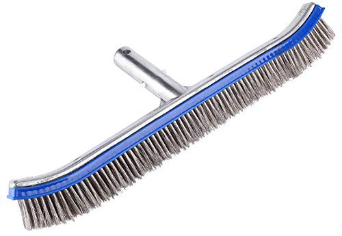 Cepillo de Piscina de 18 Pulgadas, Cepillo de Acero, Suministros de Limpieza de Paredes Inferiores con cerdas de Cabeza de Escoba de Acero Inoxidable para Aguas Termales de SPA de Estanque