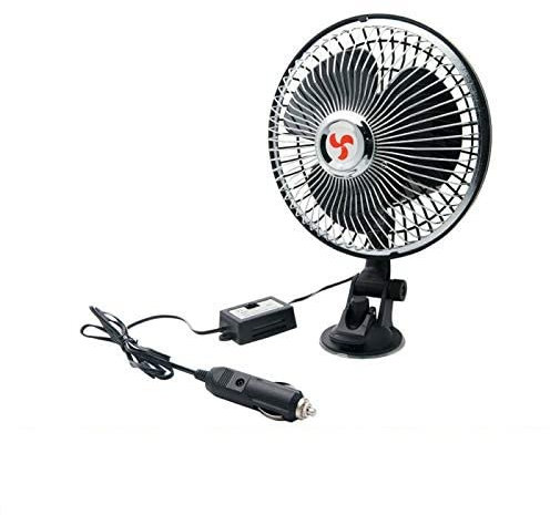 Baceyong 12 V/24 V 6 inch oscillating car truck cooler fan, outdoor travel camping car van fan, dashboard holder, cooling, 360 degree rotation