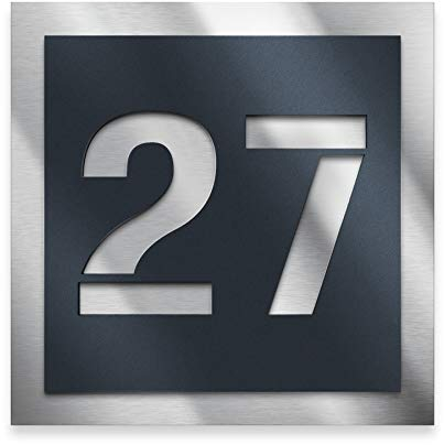 Metzler Hausnummer Edelstahl, individuelles Hausnummernschild in Anthrazit (RAL 7016), Straßenschild mit Hausnummer, kratzfest, robust, gebürstet, 3D-Effekt, Made in Germany, Größe: 38 x 38 cm