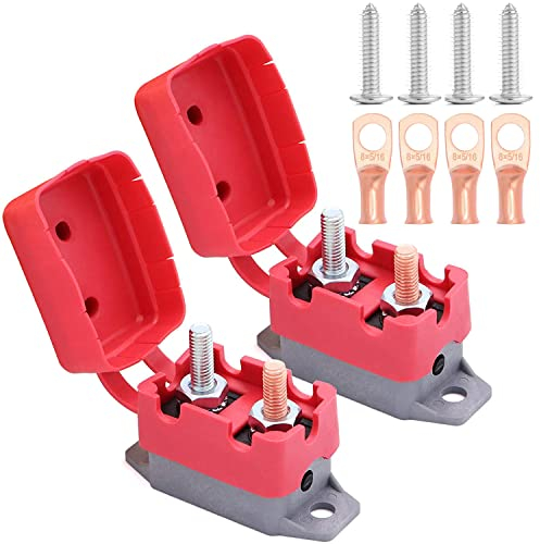 Greluma 2 pz DC 12V-24V 30A interruttore automatico a ripristino automatico con perno di copertura e 4 capicorda per caricabatterie, camion, autobus, motori per auto e forniture automobilistiche