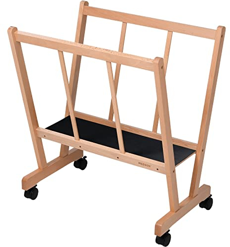 MEEDEN Wood Large Print Rack with Castors - Artist Storage and Display - Premium Art Drying Rack - Holds Artworks Up to 47, Natural