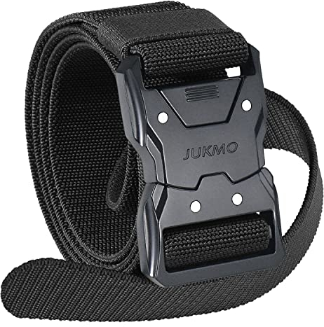 JUKMO Schnellverschluss Taktischer Gürtel, Militär Wandern 3,8cm Arbeit Gürtel mit Schwere Sicherheitsgurt Schnalle (XXL-für Taille 126cm-135cm (Länge 155cm), Schwarz)