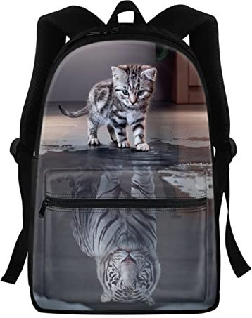 HELLHERO Cat Tiger School Bag for Kids Primary School Backpack Teen Girls Boys Backpacks Kindergarten Toddler Back Pack Travel Shopping Hiking Camping Bagpack