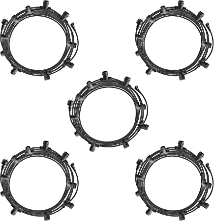 Mu 50M Lichterkette Außen, Outdoor Erweiterbar Auf 1000W, (5 * 10) Lampenhalter E27 Wetterfest Ip65, lichterkette außen strom Deko für Gartenparty Hochzeit Garten Hochzeit|5 * 10M, Schwarz